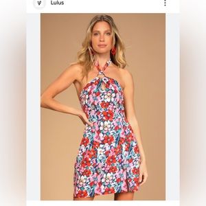 Lulus floral halter mini dress